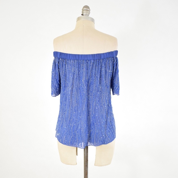 Parker Beaded Georgette Off-the-Shoulder Blouse - Picture 5 of 8